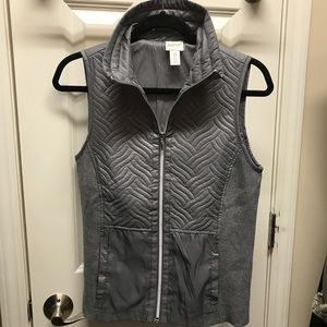 Gray quilted and satin Chico’s vest.